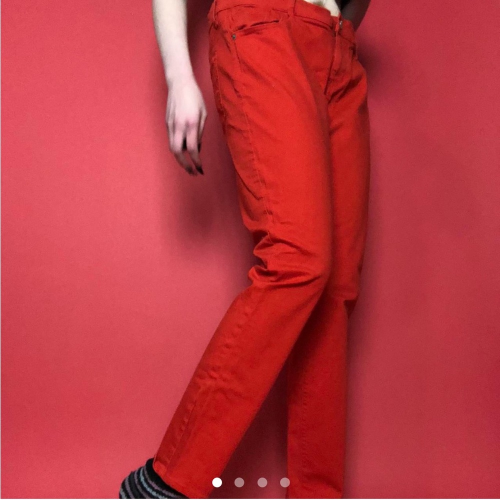 Bright red skinny jeans ♥️♥️